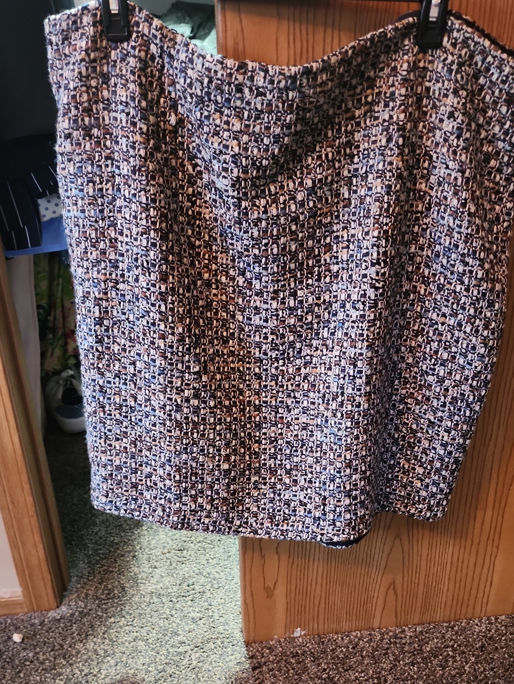 Talbots Navy Cream Brown Tweed Pencil Skirt